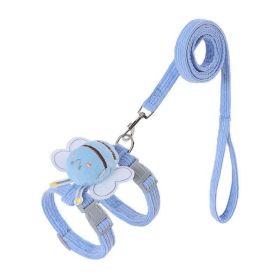 Small Cat Harness Wing Shaped Decorative Walking Vest Traction Rope Set (Option: Blue-M)